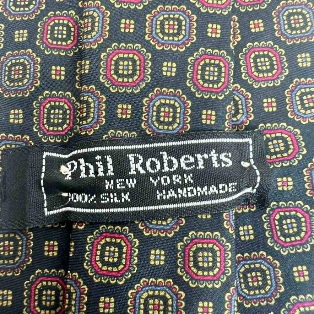 Phil Roberts New York Handmade Silk‎ Geometric Pattern Tie